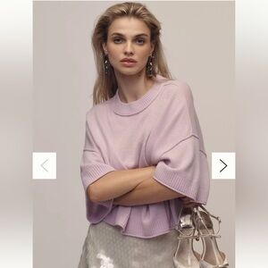 Anthropologie The Goldie Crew-Neck Cashmere Sweater Large Color: LAVENDER NWT